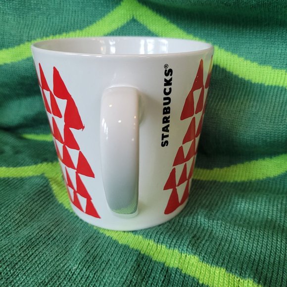 Starbucks 2016 Red Triangles Christmas Trees Coffee Mug - Picture 4 of 6